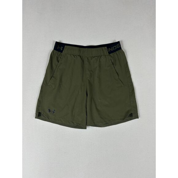 Under Armour Shorts Medium Army Green Vanish Woven Fitted Running Elastic Waist - Picture 1 of 13